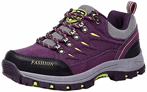 Easondea Chaussures de Randonnée pour Hommes Femmes Bottes de Randonnée Unisexe Chaussures de Marche en Plein Air Bottes Antidérapantes Trekking et Les Promenades, Violet, 38 EU