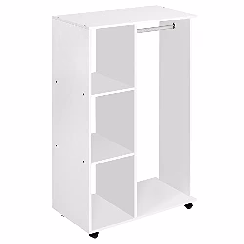 Outsunny Armoire Ouverte Suspendue 80 x 40 x 128 cm Suspendu Vêtements Bois Blanc