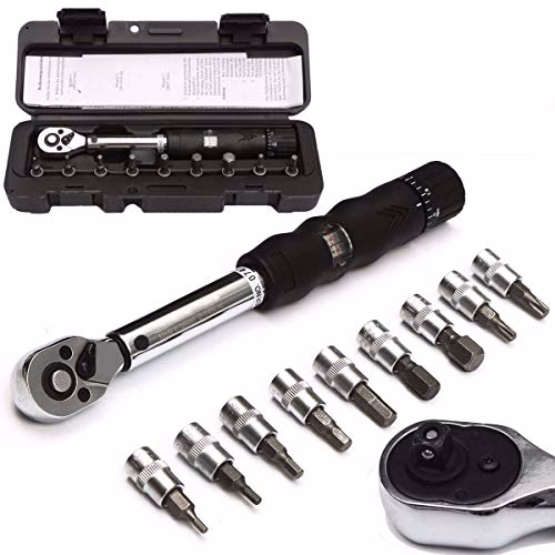 MOHOO Clé dynamométrique 1/4" 2~14NM Jeu de douilles à cliquet Kit de réparation pour vélo Voiture avec Certification de Précision ± 4%